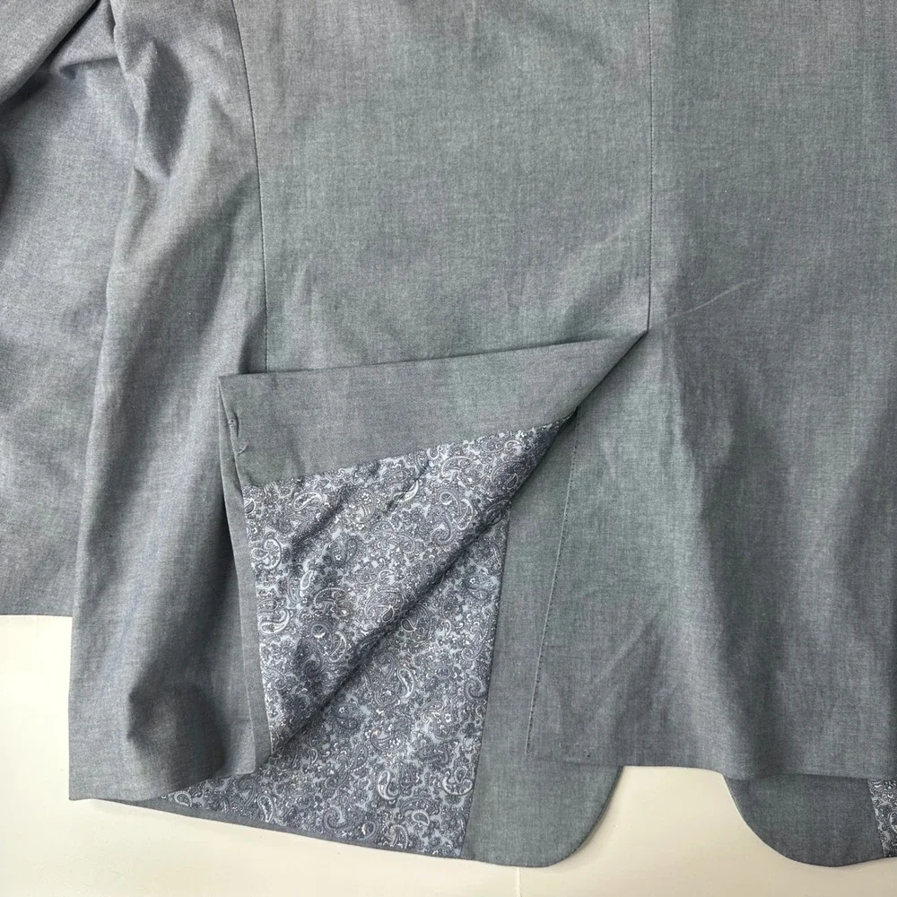 Saddlebred Blue Cotton Blazer Paisley Sport Coat Suit Jacket Two Button Mens 50R